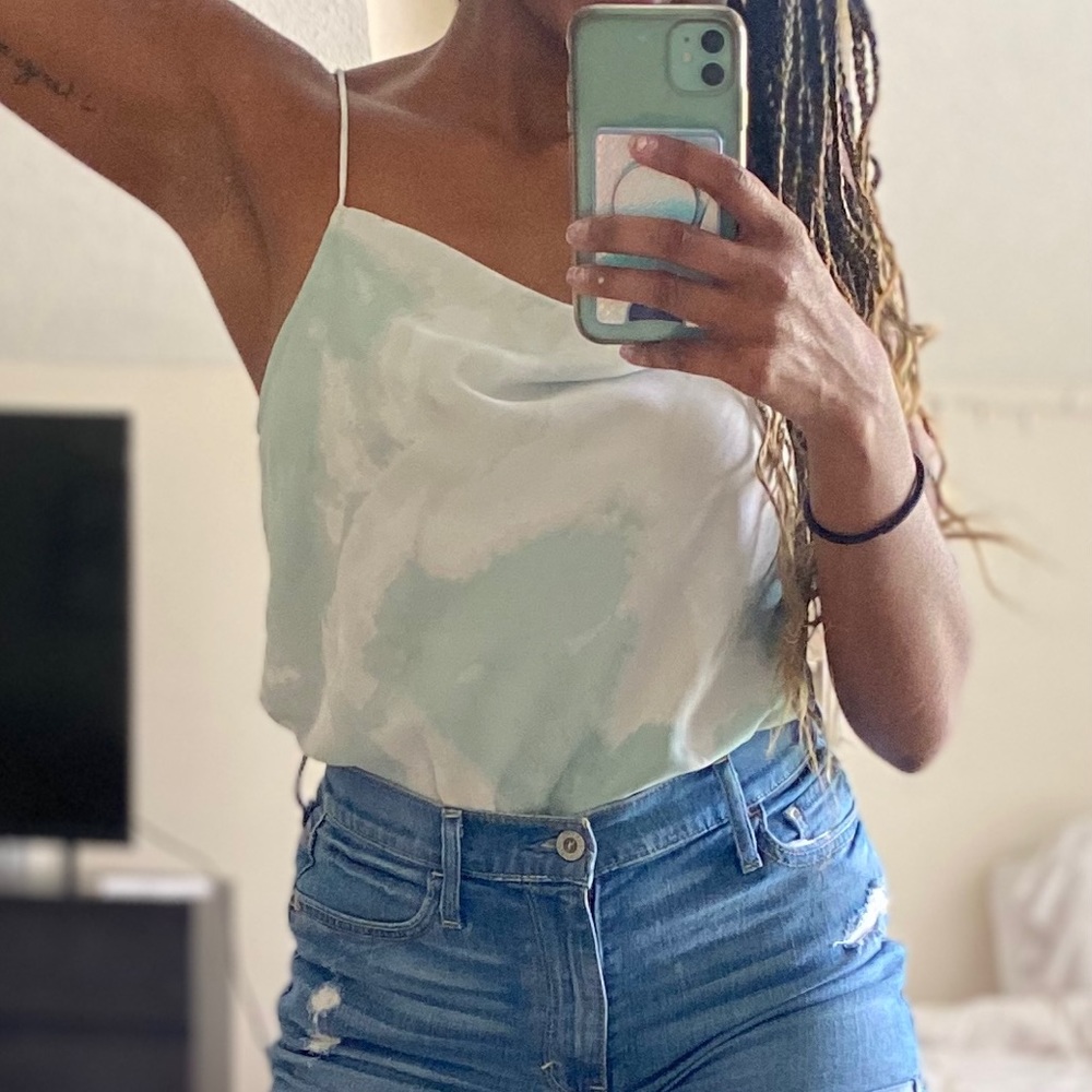 Mint Green/Cream Watercolor Cowl Cami | Extra-Small